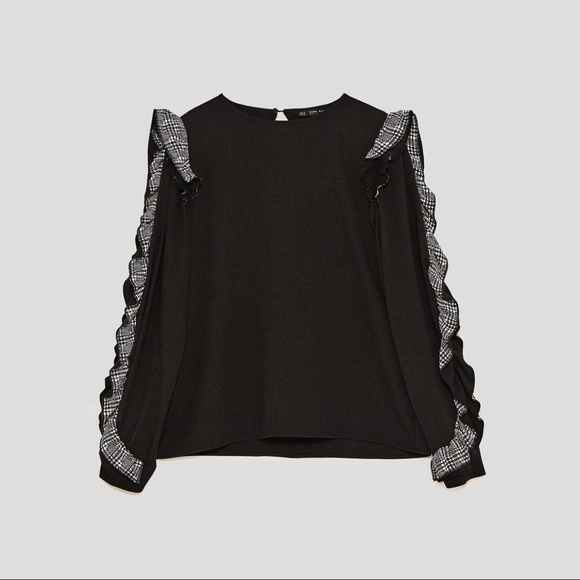 Zara | Tops | Zara Ruffled Long Sleeve Top | Poshmark